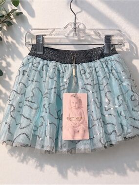 Baby Sara Tulle Tutu Skirt Blue Sequin Sparkle 3T NWT